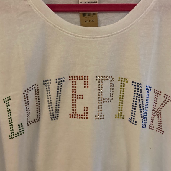 PINK Victoria’s Secret Multi Color Bling Tee - Picture 2 of 8